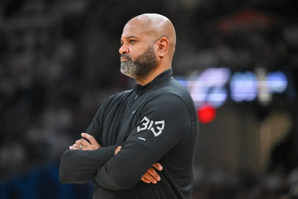 Detroit Pistons coach J.B. Bickerstaff during Pistons vs Cavaliers playoff series in 2026