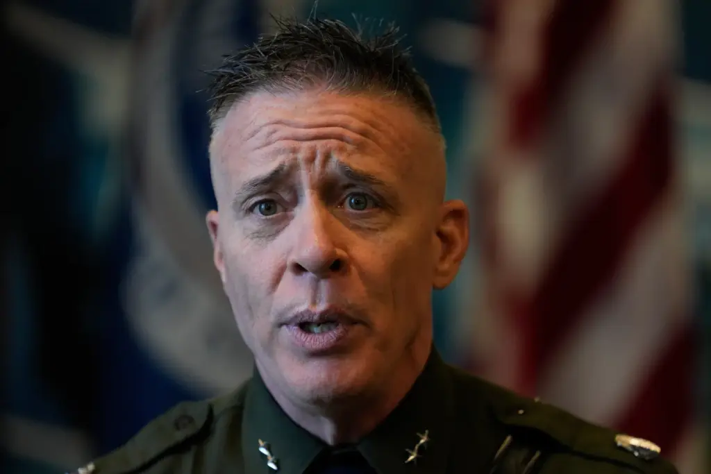 Now retired senior U.S. Border Patrol official Gregory Bovino speaks to Associated Press reporters during an interview on November 3, 2025, in Rosemont, Illinois.