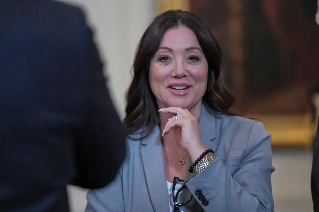 Then-Labor Secretary Lori Chavez-DeRemer arrives at an event to honor the 2025 Major League Soccer champions Inter Miami in the East Room of the White House in Washington, D.C., on March 5, 2026.
