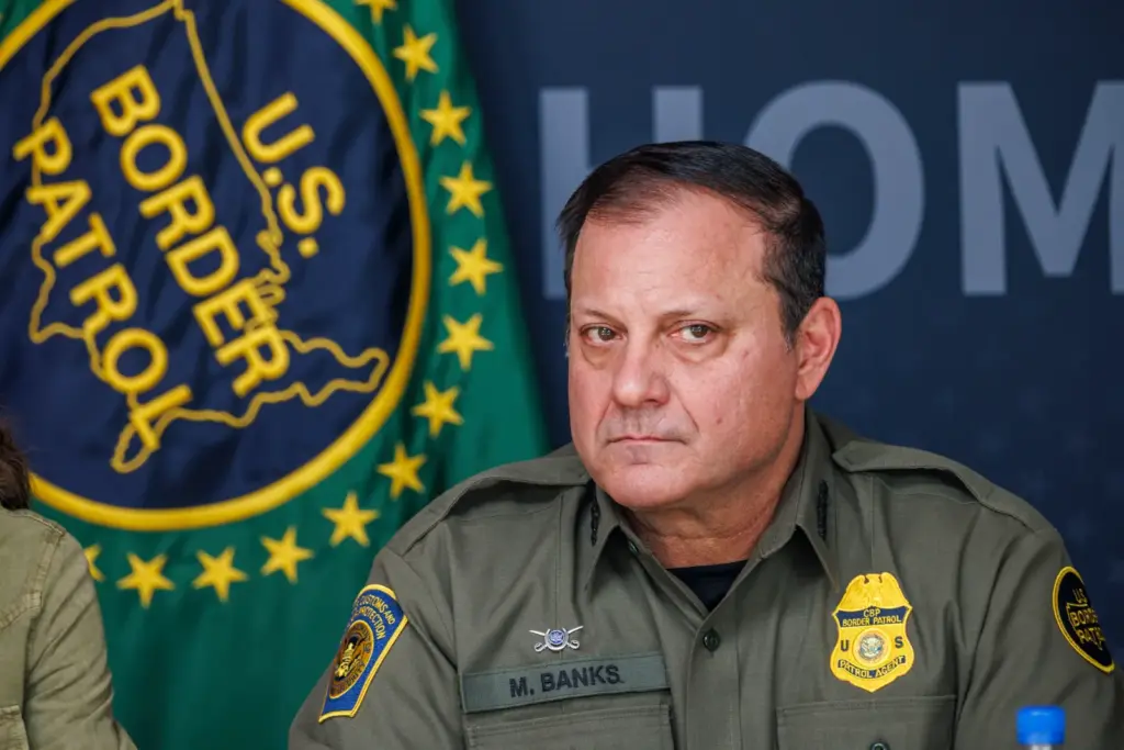 Former U. S. Border Patrol Chief Mike Banks is seen at a roundtable discussion with local ranchers and employees from U.S. Customs and Border Protection on January 7, 2026 in Brownsville, Texas.