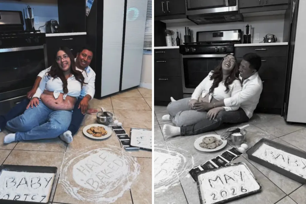 Photos of Freddy Cortez Lugos and his partner before the birth of their child.