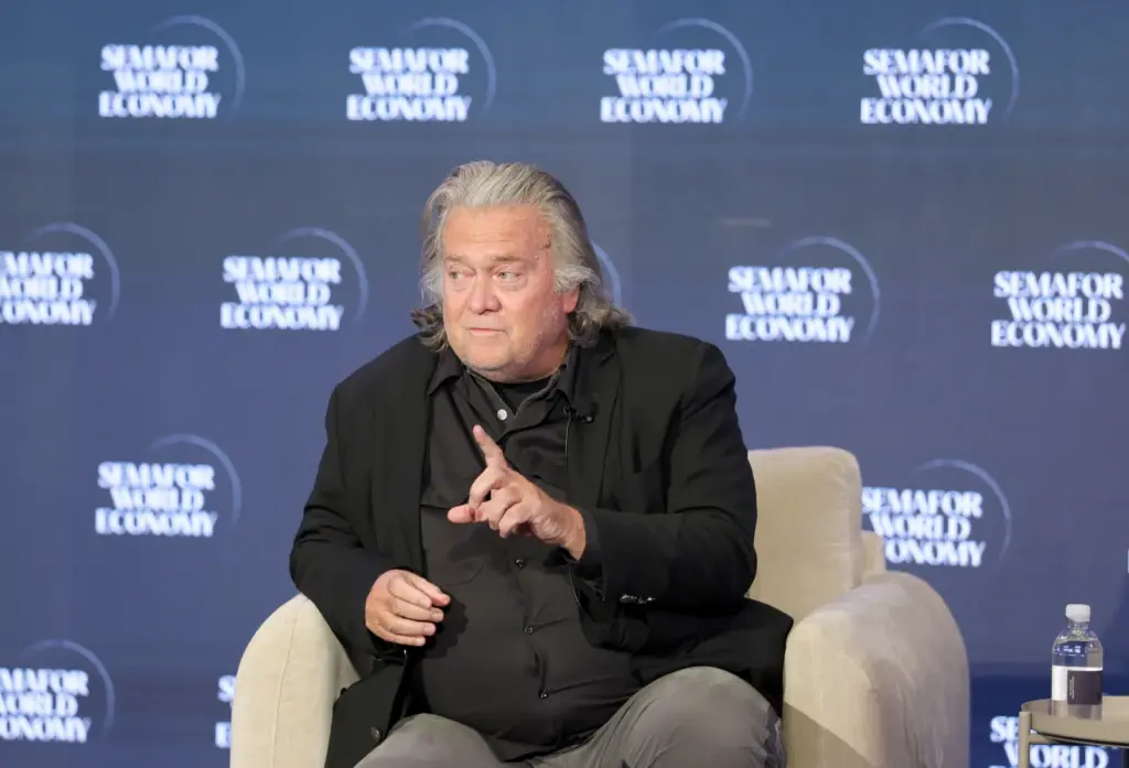 Steve Bannon speaks on stage during Semafor World Economy 2026 on April 16, 2026, in Washington, D.C. (Photo by Tasos Katopodis/Getty Images for Semafor World Economy)