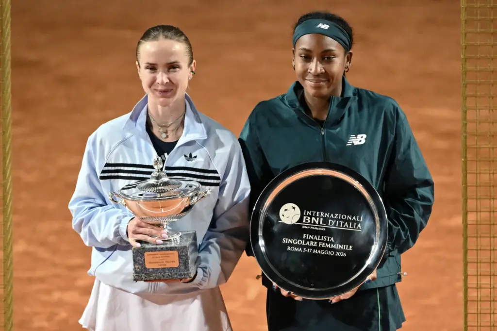 Elina Svitolina of Ukraine and Coco Gauff