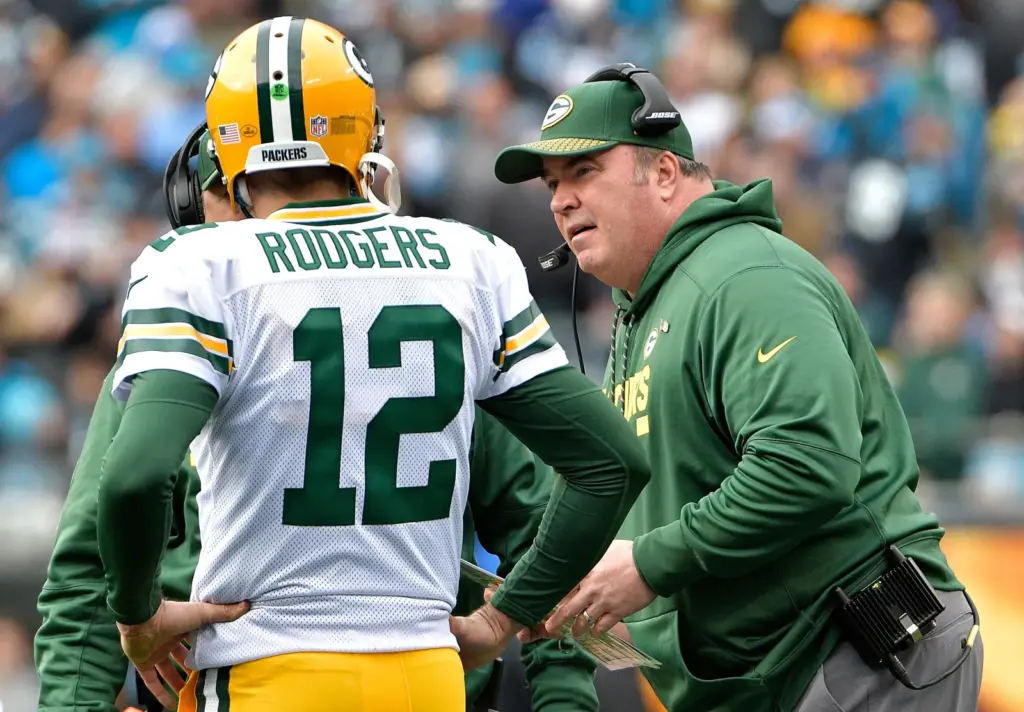Former Green Bay Packers and current Pittsburgh Steelers QB Aaron Rodgers and head coach Mike McCarthy