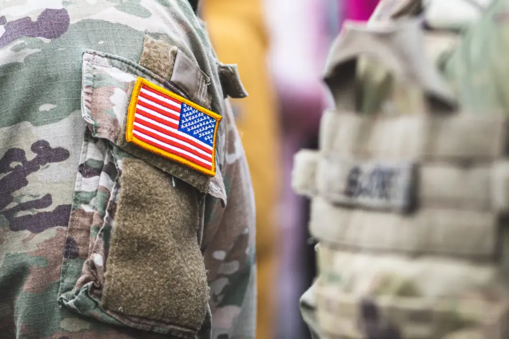A U.S. service member in Vilnius, Lithuania, on February 16, 2022.